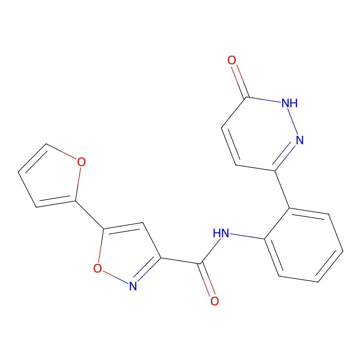 5-(furan-2-yl)-N-(2-(6-oxo-1,6-dihydropyridazin-3-yl)phenyl)isoxazole-3-carboxamide molecular structure, CAS 1797079-16-3