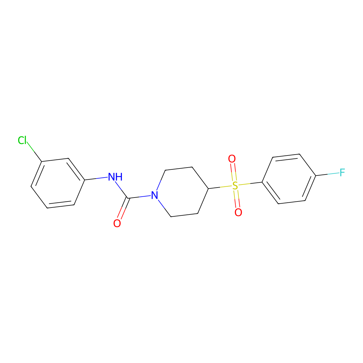 N-(3-chlorophenyl)-4-((4-fluorophenyl)sulfonyl)piperidine-1-carboxamide molecular structure, CAS 1797080-27-3