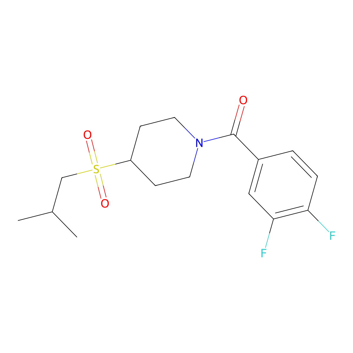(3,4-Difluorophenyl)(4-(isobutylsulfonyl)piperidin-1-yl)methanone molecular structure, CAS 1797080-39-7