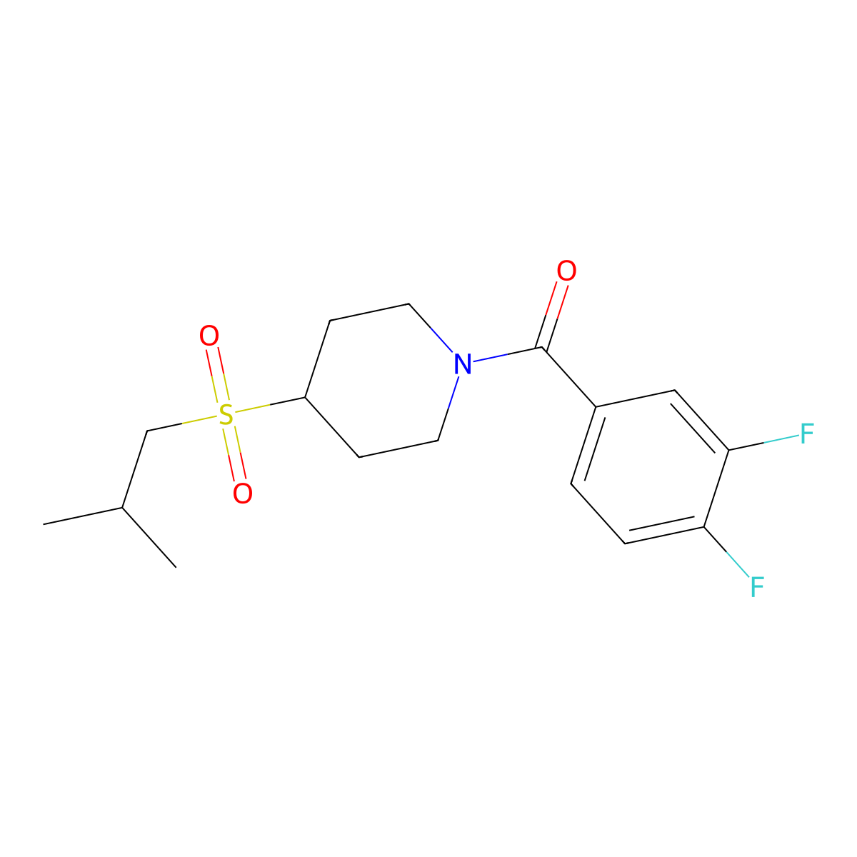 (3,4-Difluorophenyl)(4-(isobutylsulfonyl)piperidin-1-yl)methanone molecular structure, CAS 1797080-39-7
