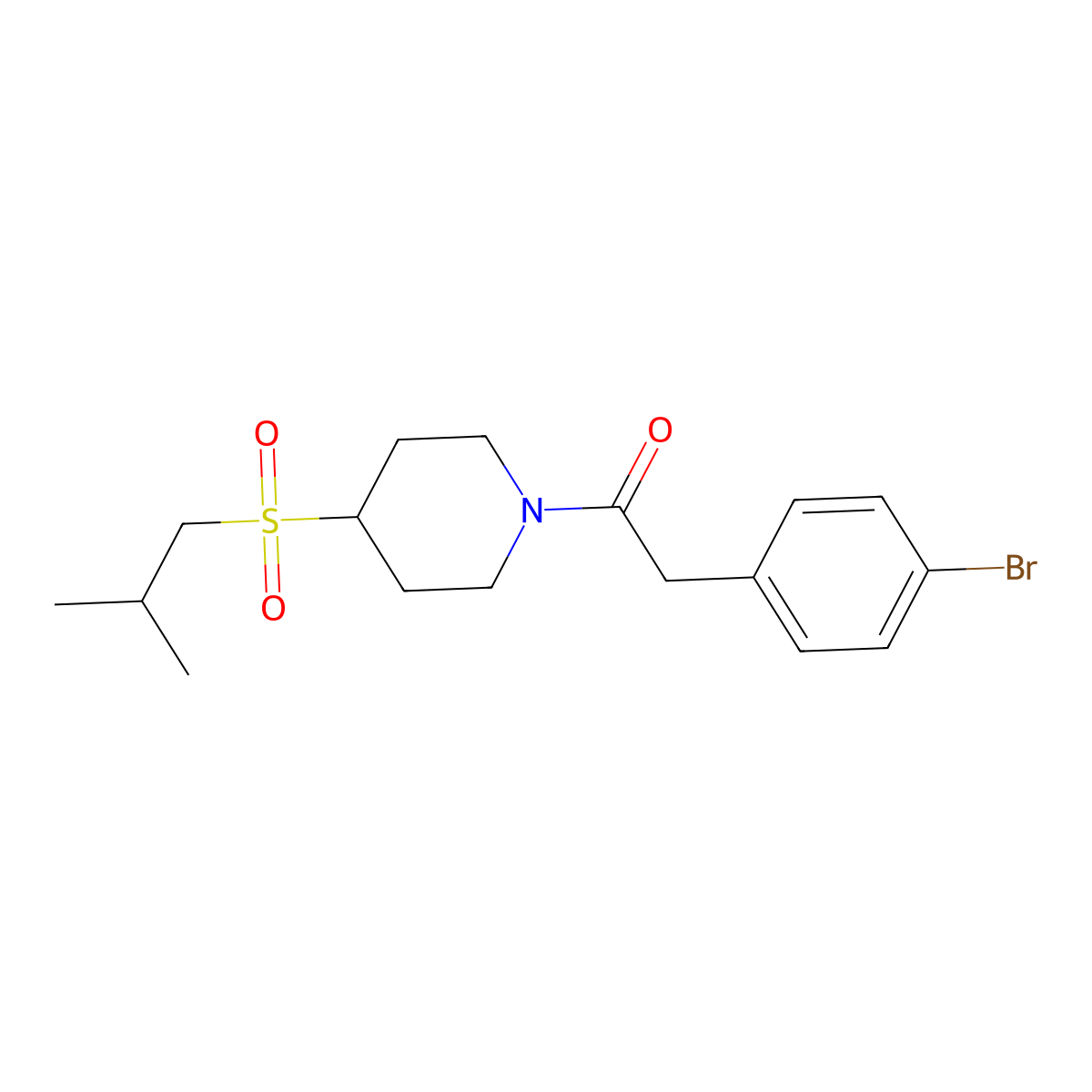 2-(4-Bromophenyl)-1-(4-(isobutylsulfonyl)piperidin-1-yl)ethanone molecular structure, CAS 1797080-57-9