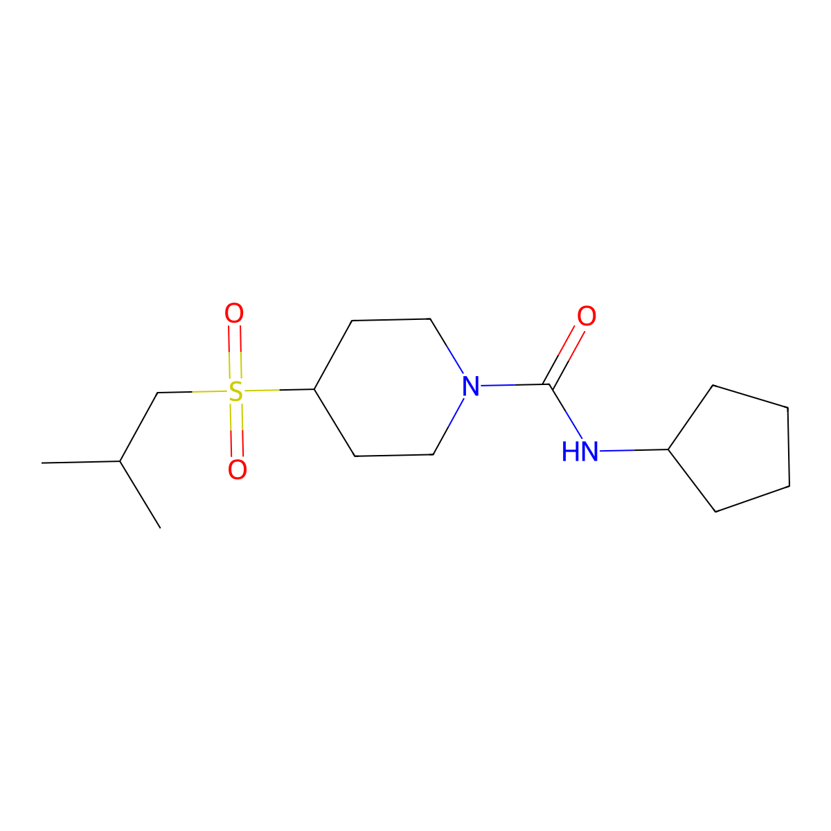 N-cyclopentyl-4-(isobutylsulfonyl)piperidine-1-carboxamide molecular structure, CAS 1797080-60-4