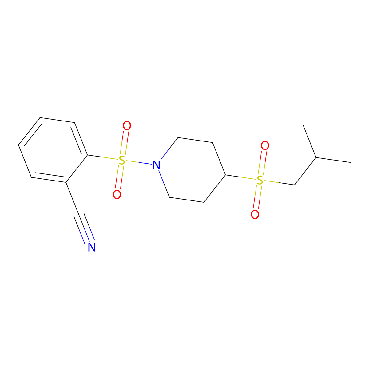 2-((4-(Isobutylsulfonyl)piperidin-1-yl)sulfonyl)benzonitrile molecular structure, CAS 1797080-63-7