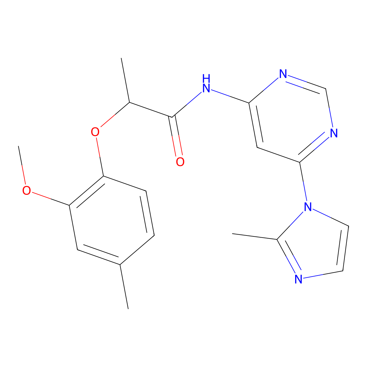 2-(2-methoxy-4-methylphenoxy)-N-[6-(2-methyl-1H-imidazol-1-yl)pyrimidin-4-yl]propanamide molecular structure, CAS 1797081-42-5