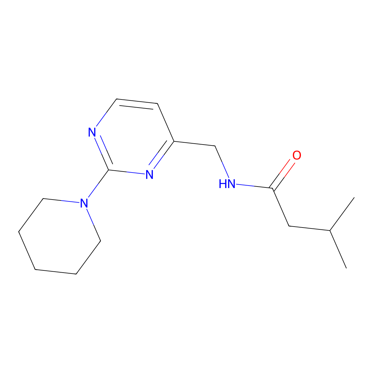 3-methyl-N-{[2-(piperidin-1-yl)pyrimidin-4-yl]methyl}butanamide molecular structure, CAS 1797081-74-3