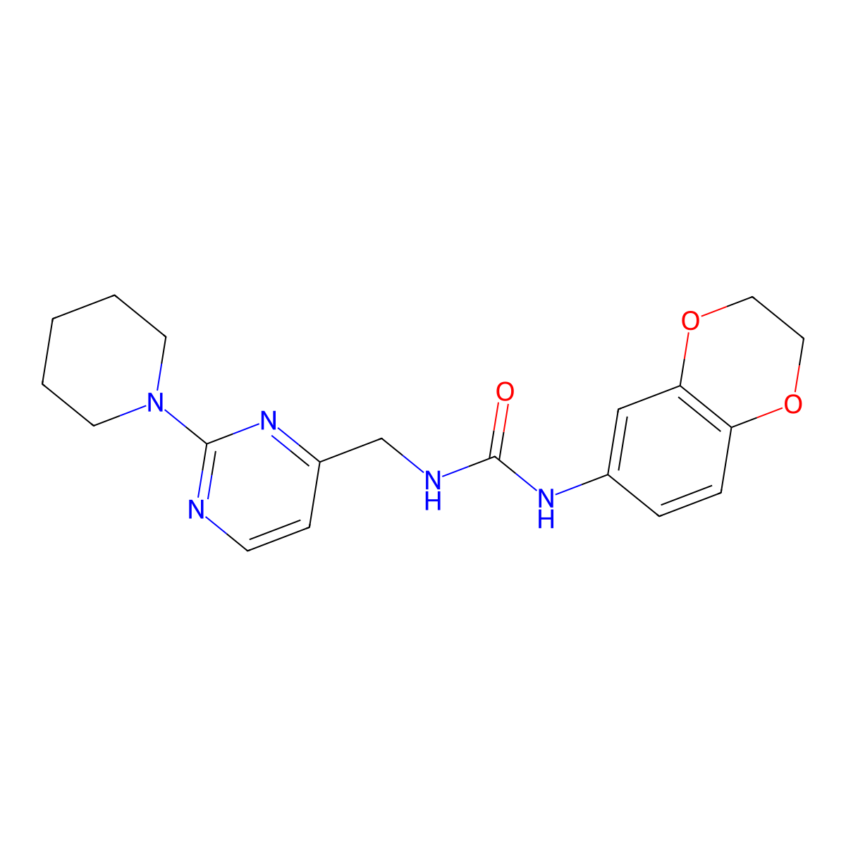 1-(2,3-Dihydrobenzo[b][1,4]dioxin-6-yl)-3-((2-(piperidin-1-yl)pyrimidin-4-yl)methyl)urea molecular structure, CAS 1797081-81-2