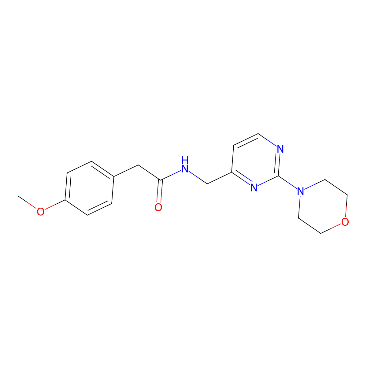 2-(4-methoxyphenyl)-N-((2-morpholinopyrimidin-4-yl)methyl)acetamide molecular structure, CAS 1797081-86-7