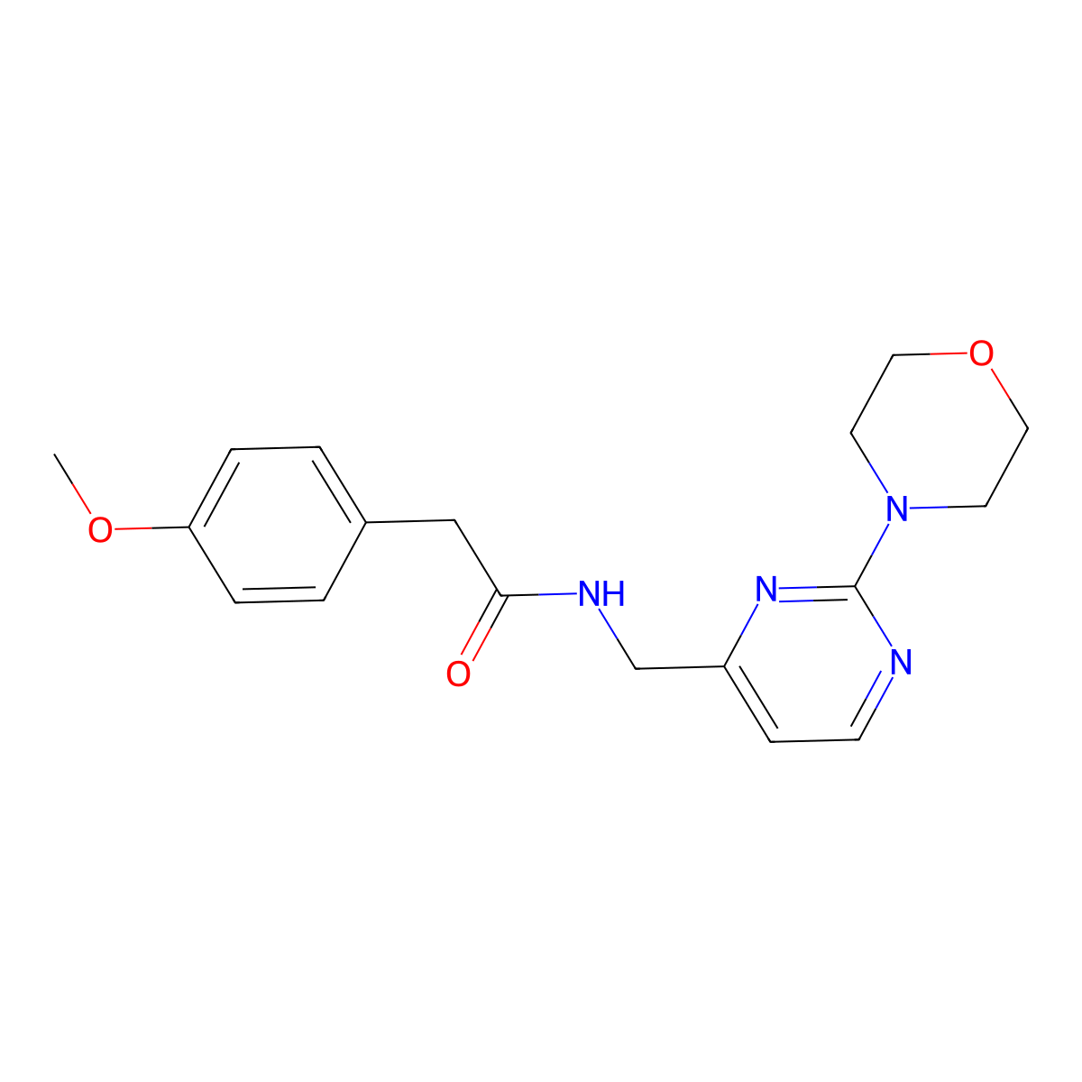 2-(4-methoxyphenyl)-N-((2-morpholinopyrimidin-4-yl)methyl)acetamide molecular structure, CAS 1797081-86-7