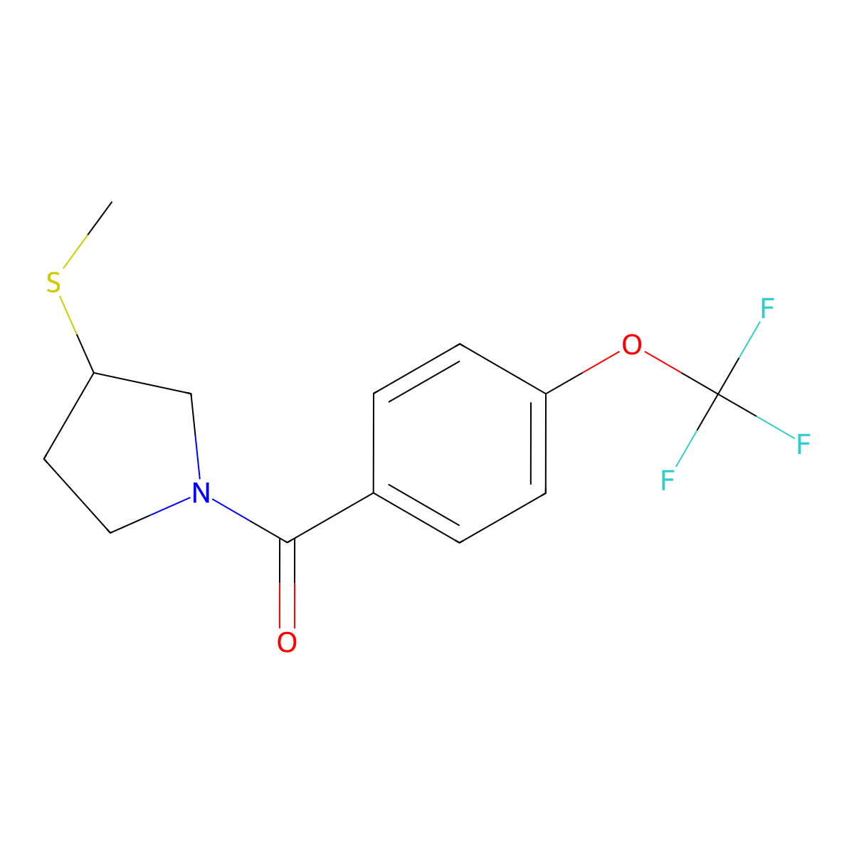 (3-(Methylthio)pyrrolidin-1-yl)(4-(trifluoromethoxy)phenyl)methanone molecular structure, CAS 1797081-88-9