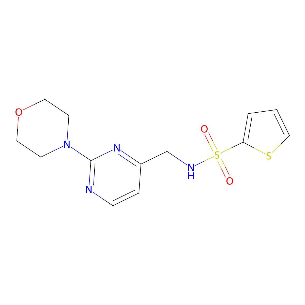 N-((2-morpholinopyrimidin-4-yl)methyl)thiophene-2-sulfonamide molecular structure, CAS 1797081-98-1