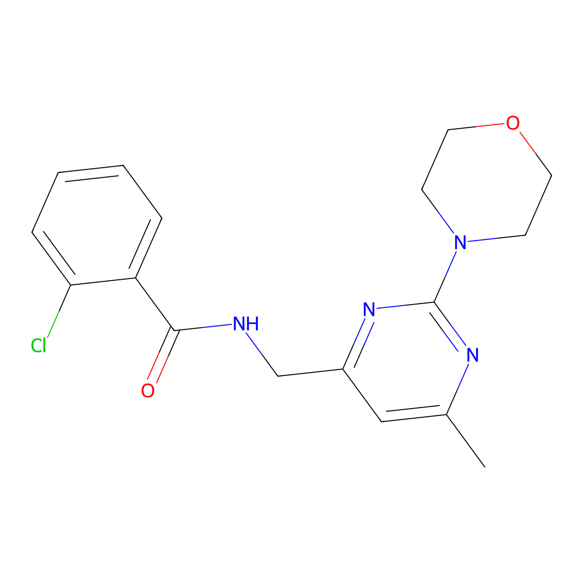 2-chloro-N-((6-methyl-2-morpholinopyrimidin-4-yl)methyl)benzamide molecular structure, CAS 1797082-03-1
