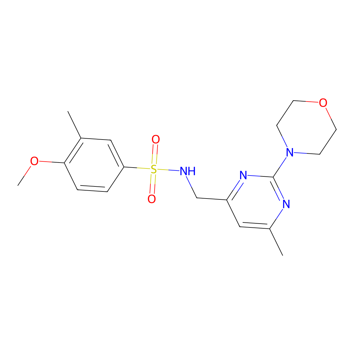 4-methoxy-3-methyl-N-((6-methyl-2-morpholinopyrimidin-4-yl)methyl)benzenesulfonamide molecular structure, CAS 1797082-27-9