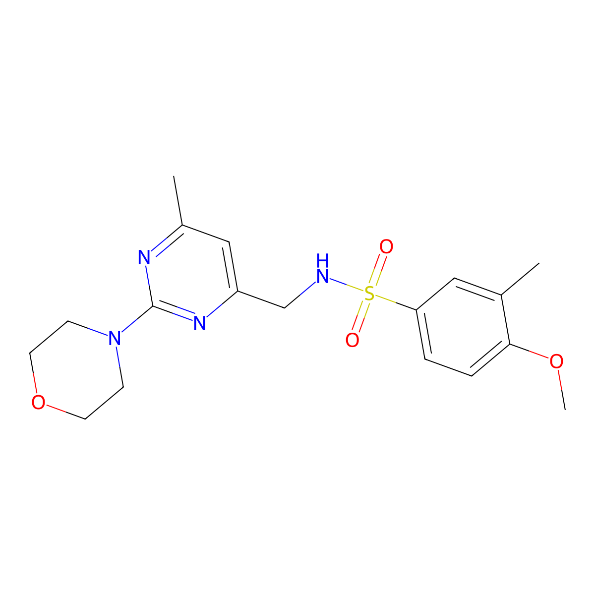 4-methoxy-3-methyl-N-((6-methyl-2-morpholinopyrimidin-4-yl)methyl)benzenesulfonamide molecular structure, CAS 1797082-27-9