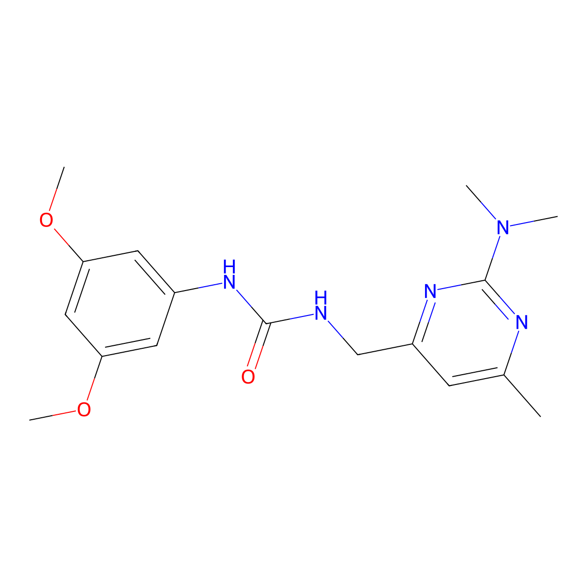 1-(3,5-Dimethoxyphenyl)-3-((2-(dimethylamino)-6-methylpyrimidin-4-yl)methyl)urea molecular structure, CAS 1797082-40-6
