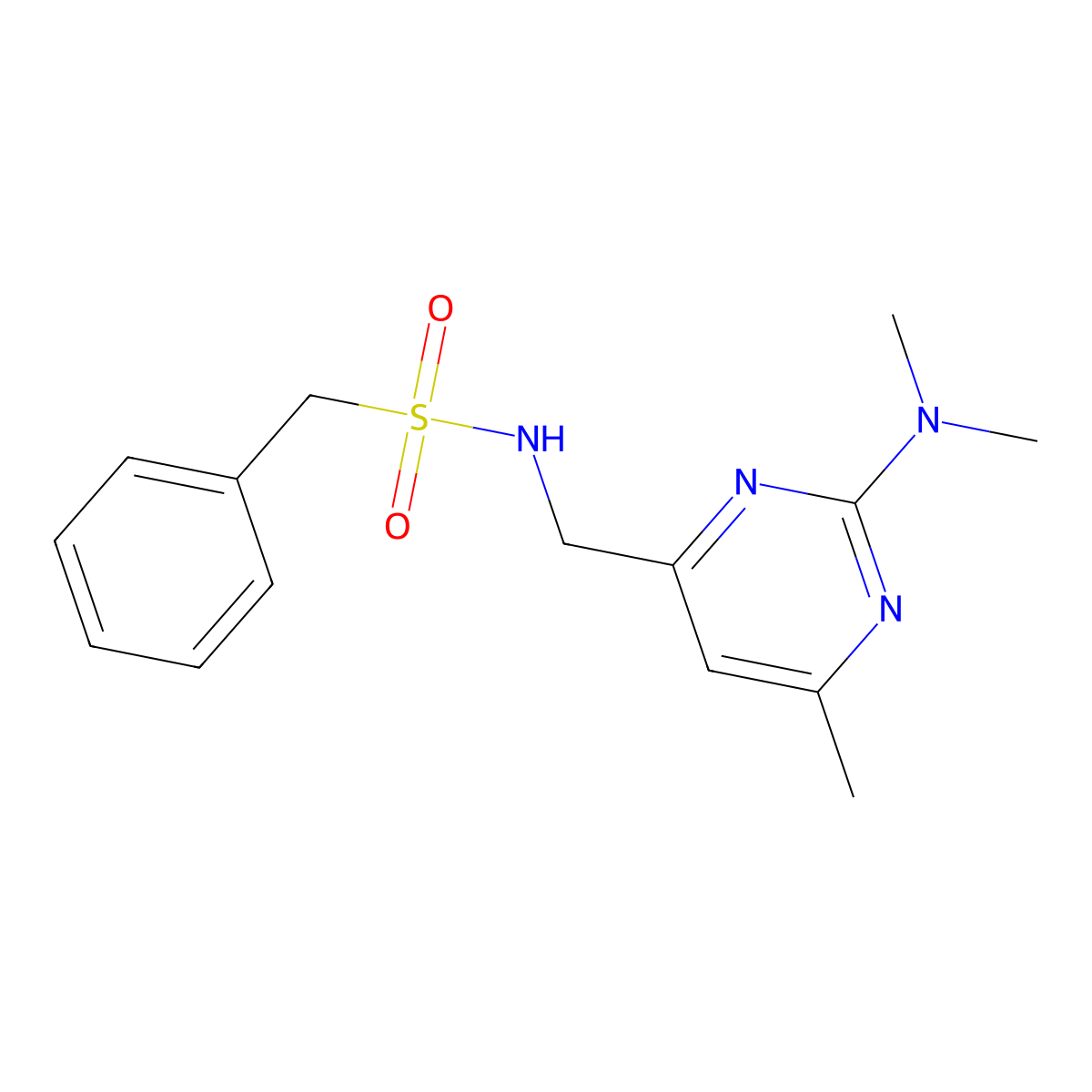 N-{[2-(dimethylamino)-6-methylpyrimidin-4-yl]methyl}-1-phenylmethanesulfonamide molecular structure, CAS 1797082-54-2