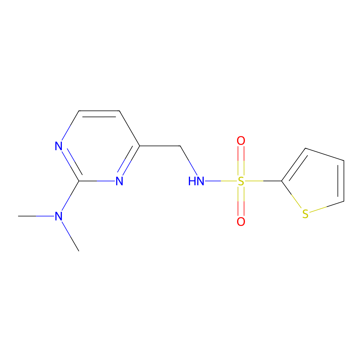 N-((2-(dimethylamino)pyrimidin-4-yl)methyl)thiophene-2-sulfonamide molecular structure, CAS 1797082-71-3