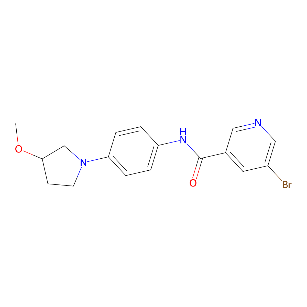 5-bromo-N-(4-(3-methoxypyrrolidin-1-yl)phenyl)nicotinamide molecular structure, CAS 1797082-80-4