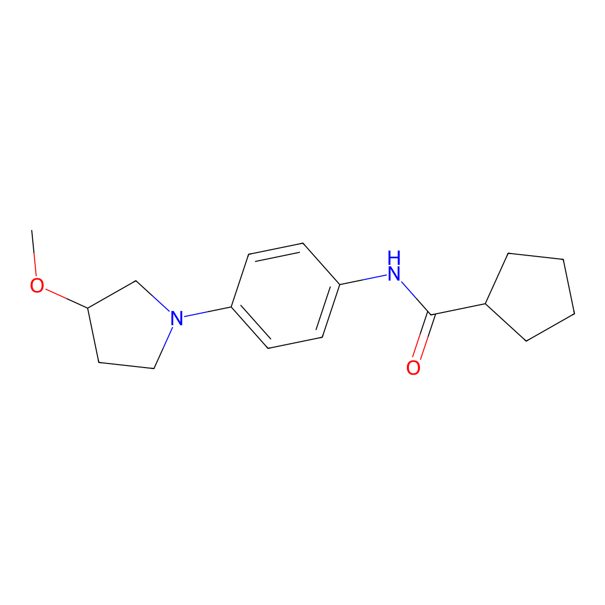 N-(4-(3-methoxypyrrolidin-1-yl)phenyl)cyclopentanecarboxamide molecular structure, CAS 1797083-06-7