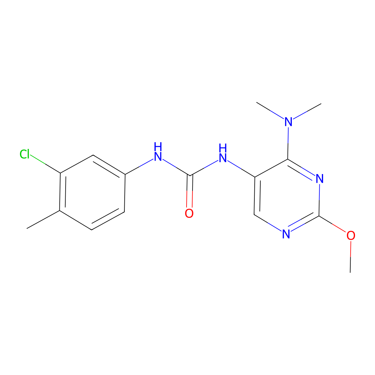 1-(3-Chloro-4-methylphenyl)-3-[4-(dimethylamino)-2-methoxypyrimidin-5-yl]urea molecular structure, CAS 1797083-21-6