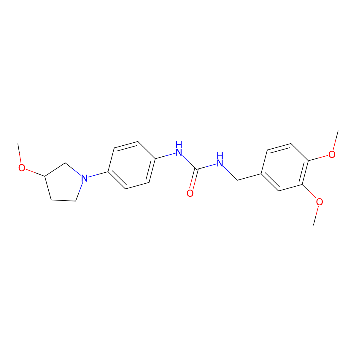 1-(3,4-Dimethoxybenzyl)-3-(4-(3-methoxypyrrolidin-1-yl)phenyl)urea molecular structure, CAS 1797083-25-0