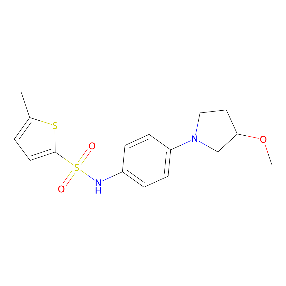 N-[4-(3-Methoxypyrrolidin-1-YL)phenyl]-5-methylthiophene-2-sulfonamide molecular structure, CAS 1797083-31-8