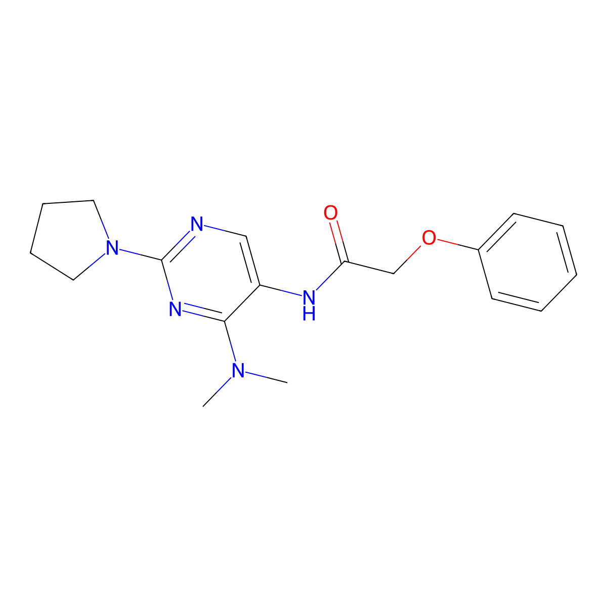 N-[4-(dimethylamino)-2-(pyrrolidin-1-yl)pyrimidin-5-yl]-2-phenoxyacetamide molecular structure, CAS 1797083-44-3