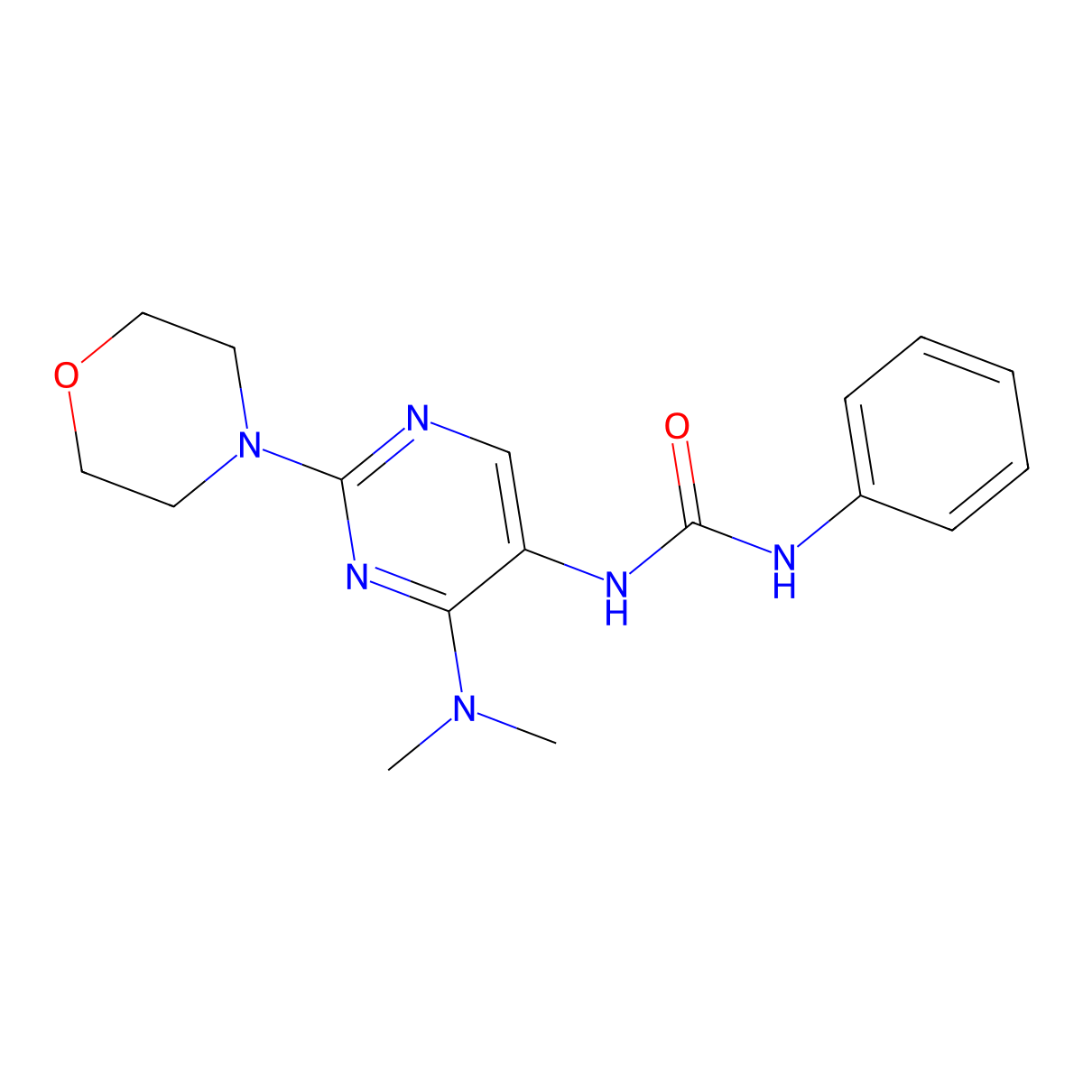 1-(4-(Dimethylamino)-2-morpholinopyrimidin-5-yl)-3-phenylurea molecular structure, CAS 1797083-46-5