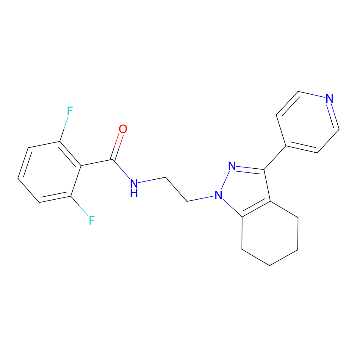 2,6-difluoro-N-{2-[3-(pyridin-4-yl)-4,5,6,7-tetrahydro-1H-indazol-1-yl]ethyl}benzamide molecular structure, CAS 1797083-50-1