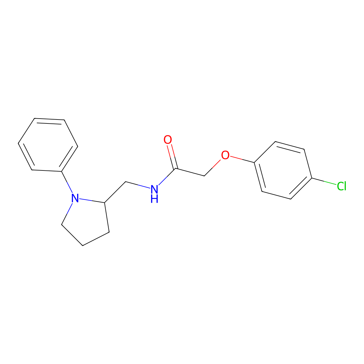 2-(4-chlorophenoxy)-N-[(1-phenylpyrrolidin-2-yl)methyl]acetamide molecular structure, CAS 1797083-52-3