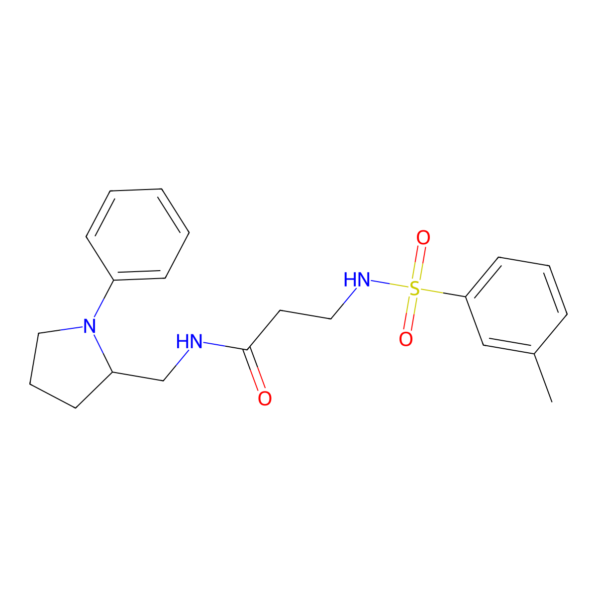 3-(3-methylbenzenesulfonamido)-N-[(1-phenylpyrrolidin-2-yl)methyl]propanamide molecular structure, CAS 1797083-71-6