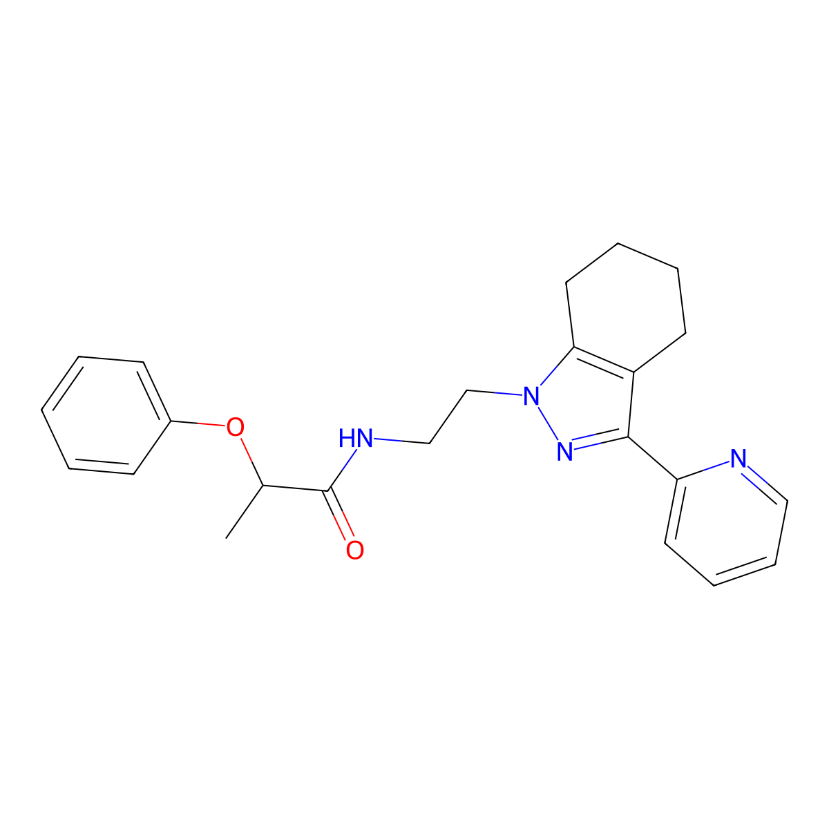 2-phenoxy-N-{2-[3-(pyridin-2-yl)-4,5,6,7-tetrahydro-1H-indazol-1-yl]ethyl}propanamide molecular structure, CAS 1797083-72-7