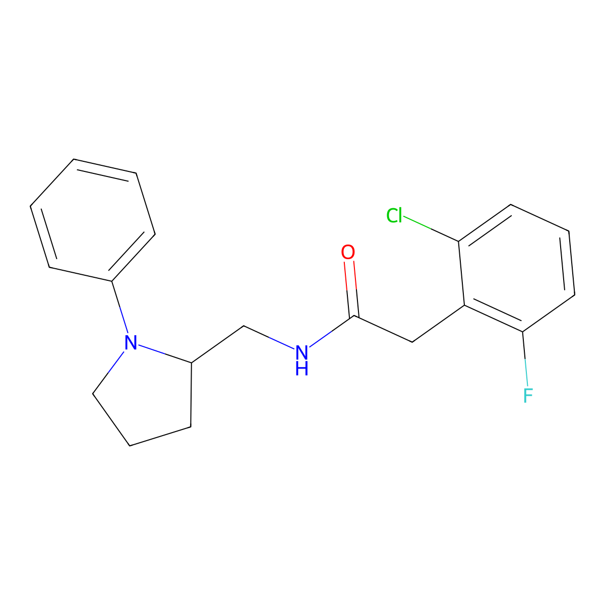 2-(2-chloro-6-fluorophenyl)-N-[(1-phenylpyrrolidin-2-yl)methyl]acetamide molecular structure, CAS 1797083-79-4