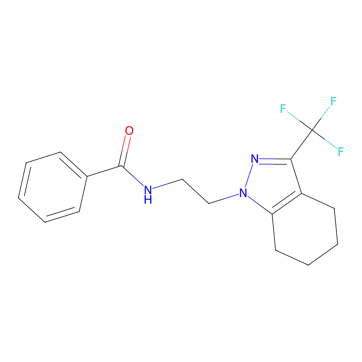 N-{2-[3-(trifluoromethyl)-4,5,6,7-tetrahydro-1H-indazol-1-yl]ethyl}benzamide molecular structure, CAS 1797083-82-9