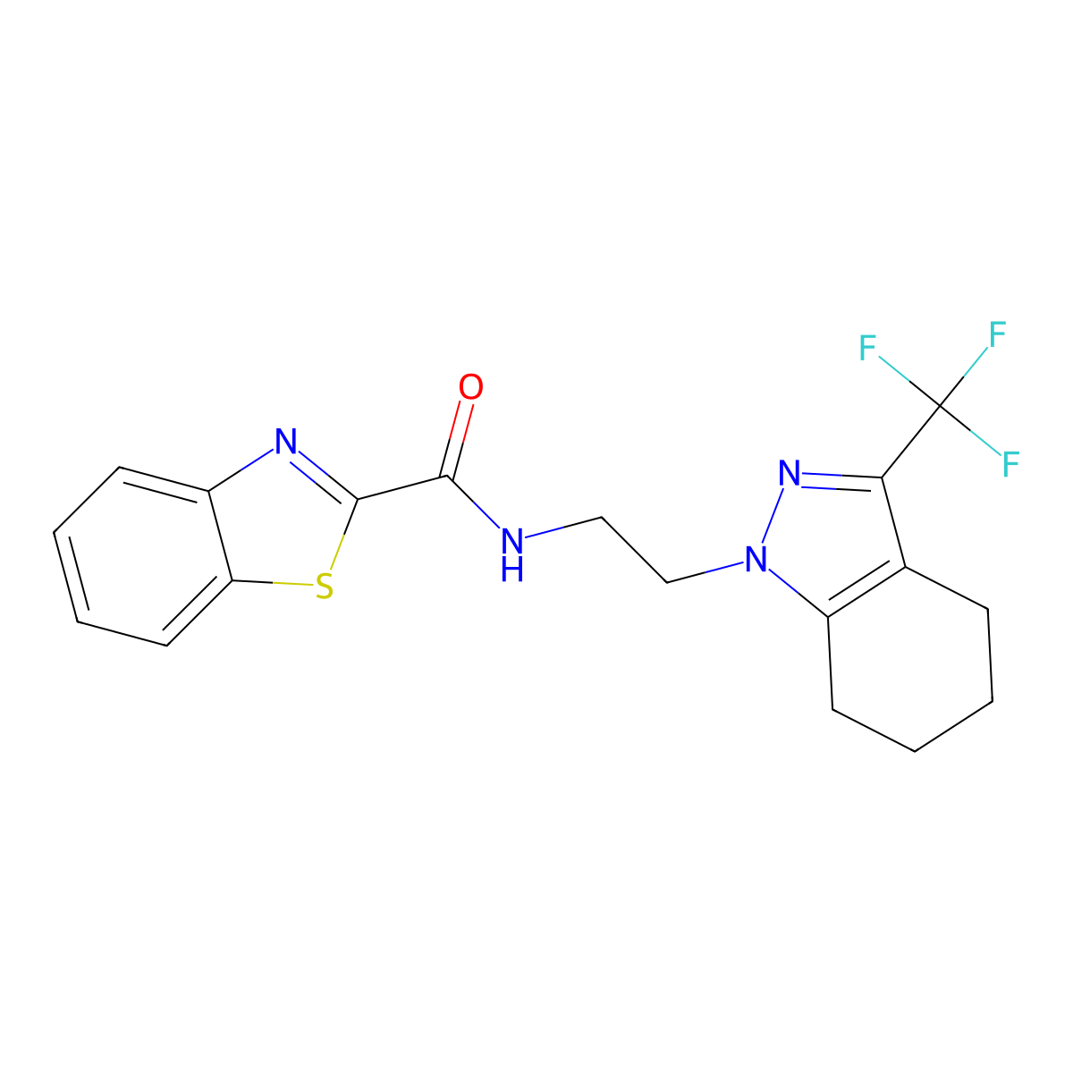 N-(2-(3-(trifluoromethyl)-4,5,6,7-tetrahydro-1H-indazol-1-yl)ethyl)benzo[d]thiazole-2-carboxamide molecular structure, CAS 1797083-97-6