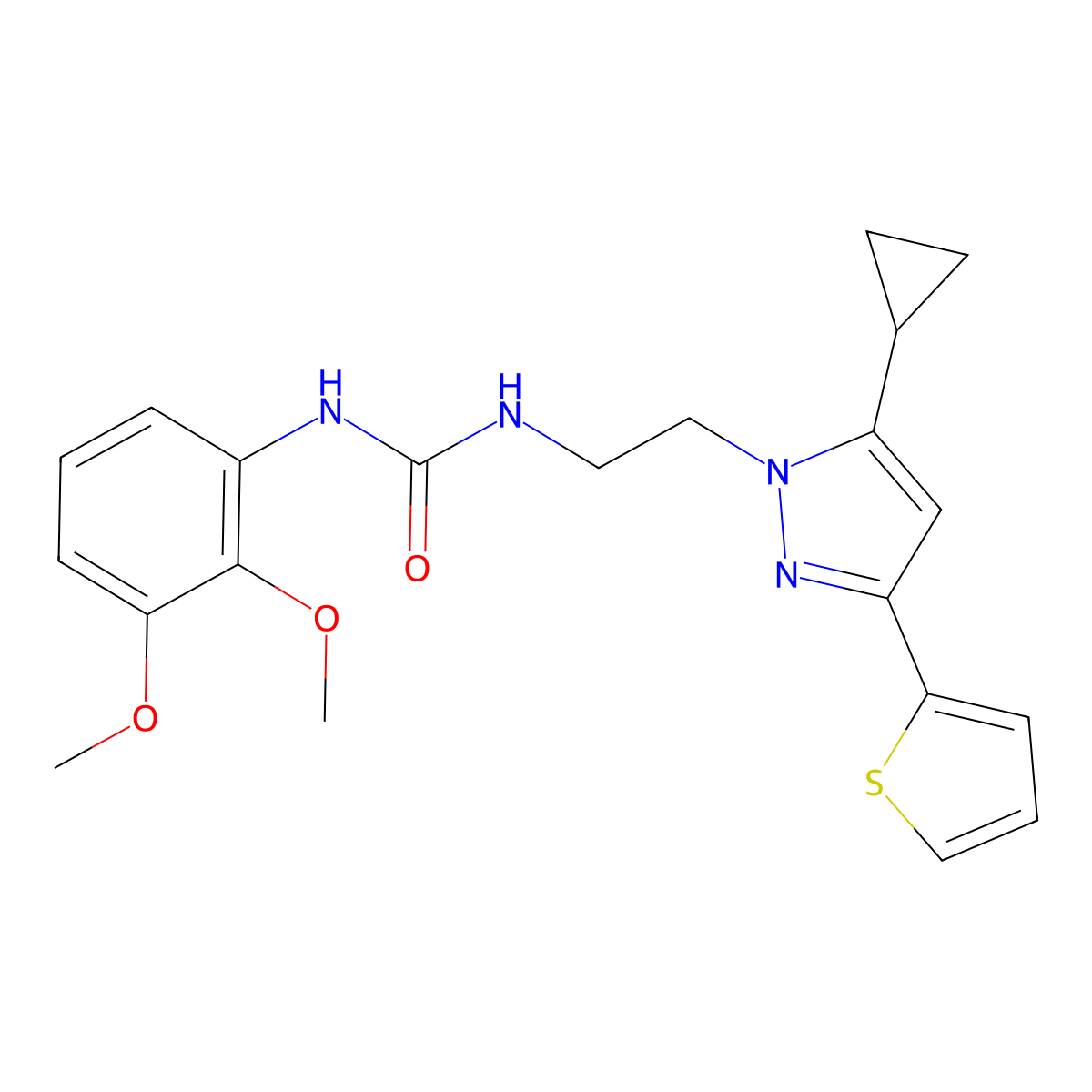 1-(2-(5-cyclopropyl-3-(thiophen-2-yl)-1H-pyrazol-1-yl)ethyl)-3-(2,3-dimethoxyphenyl)urea molecular structure, CAS 1797084-28-6