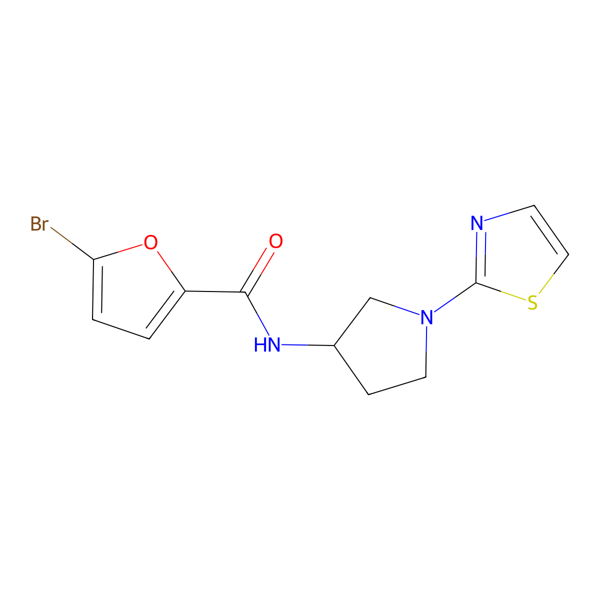 5-bromo-N-(1-(thiazol-2-yl)pyrrolidin-3-yl)furan-2-carboxamide molecular structure, CAS 1797084-59-3