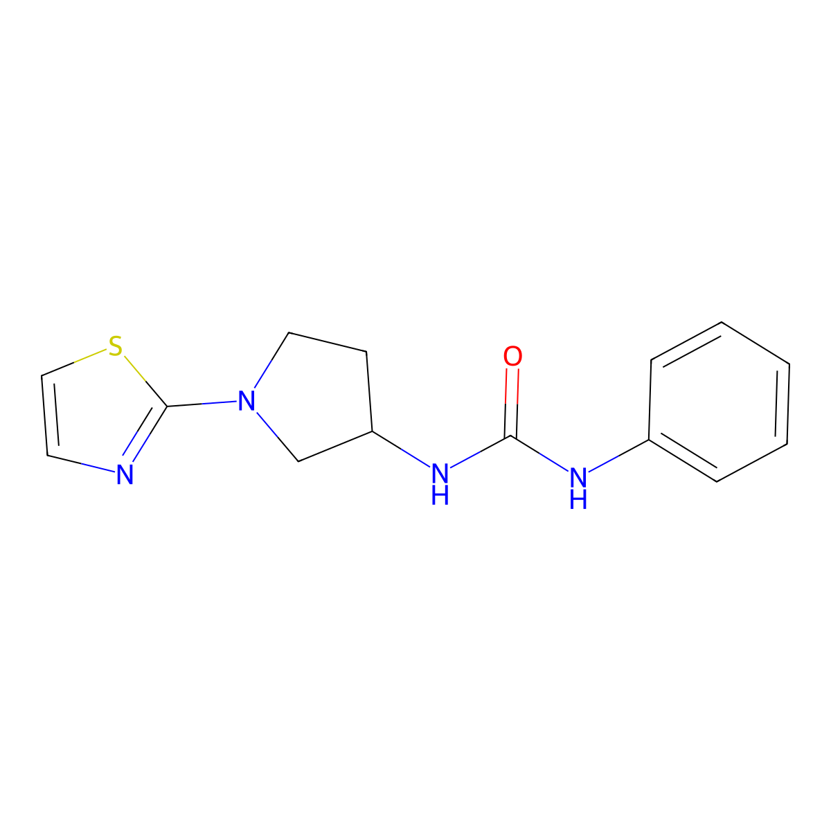 1-Phenyl-3-(1-(thiazol-2-yl)pyrrolidin-3-yl)urea molecular structure, CAS 1797084-64-0