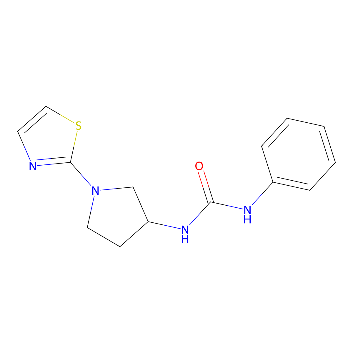 1-Phenyl-3-(1-(thiazol-2-yl)pyrrolidin-3-yl)urea molecular structure, CAS 1797084-64-0