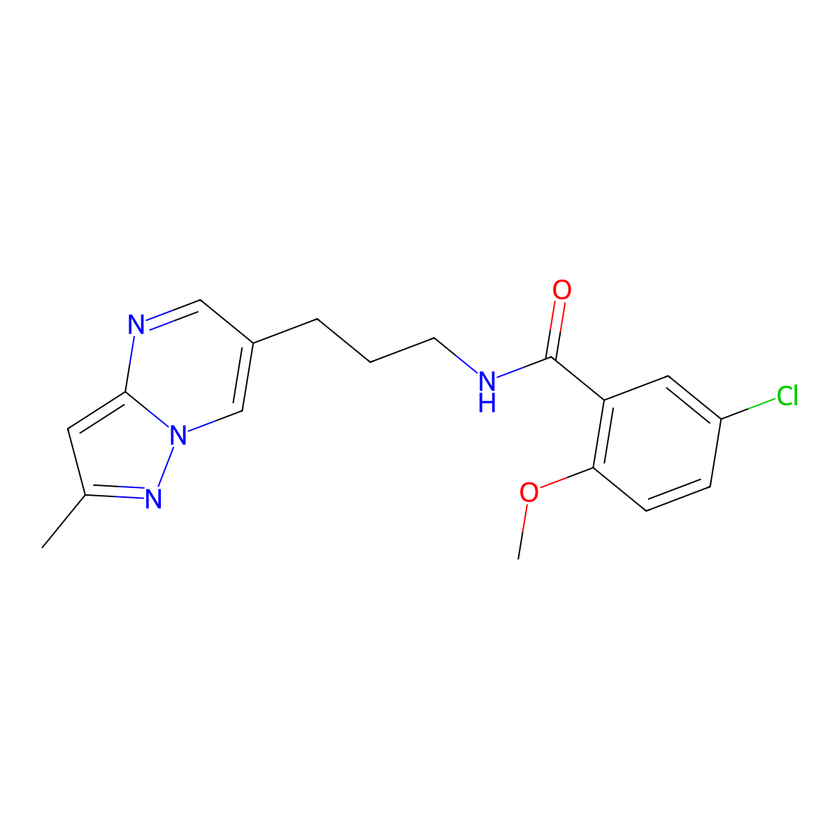 5-chloro-2-methoxy-N-(3-{2-methylpyrazolo[1,5-a]pyrimidin-6-yl}propyl)benzamide molecular structure, CAS 1797084-89-9