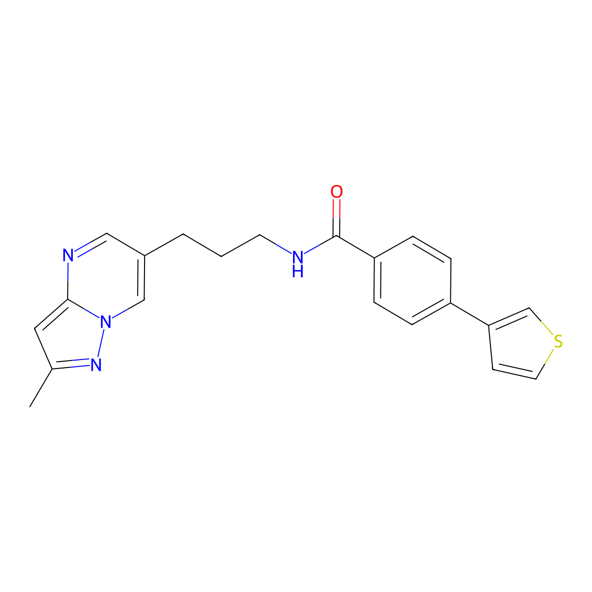 N-(3-(2-methylpyrazolo[1,5-a]pyrimidin-6-yl)propyl)-4-(thiophen-3-yl)benzamide molecular structure, CAS 1797084-95-7