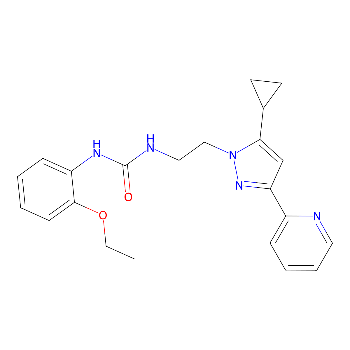 1-(2-(5-cyclopropyl-3-(pyridin-2-yl)-1H-pyrazol-1-yl)ethyl)-3-(2-ethoxyphenyl)urea molecular structure, CAS 1797085-10-9