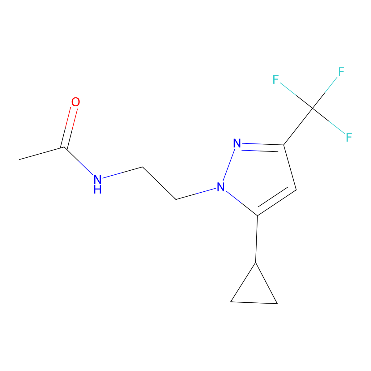 N-{2-[5-cyclopropyl-3-(trifluoromethyl)-1H-pyrazol-1-yl]ethyl}acetamide molecular structure, CAS 1797085-21-2