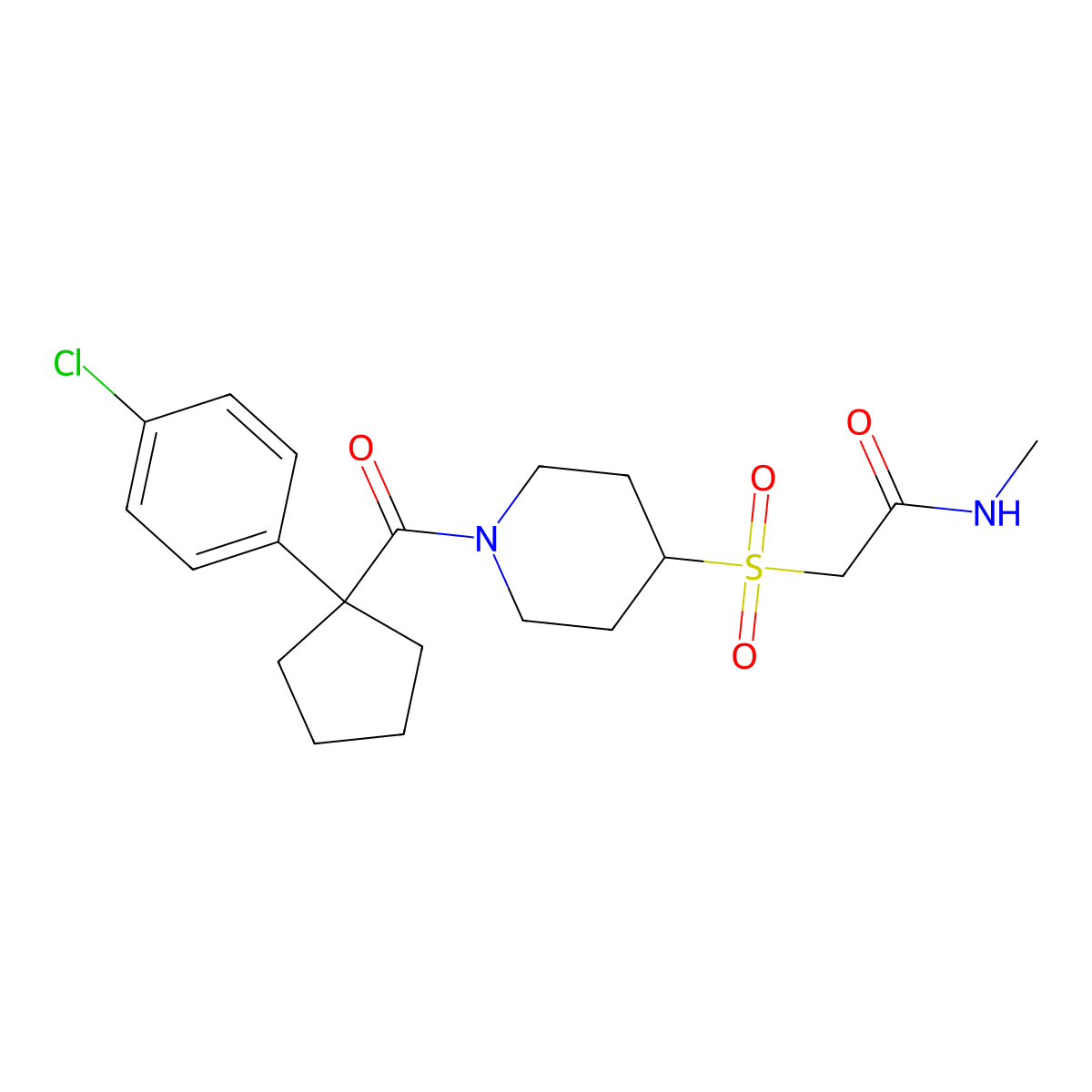 2-((1-(1-(4-chlorophenyl)cyclopentanecarbonyl)piperidin-4-yl)sulfonyl)-N-methylacetamide molecular structure, CAS 1797085-38-1