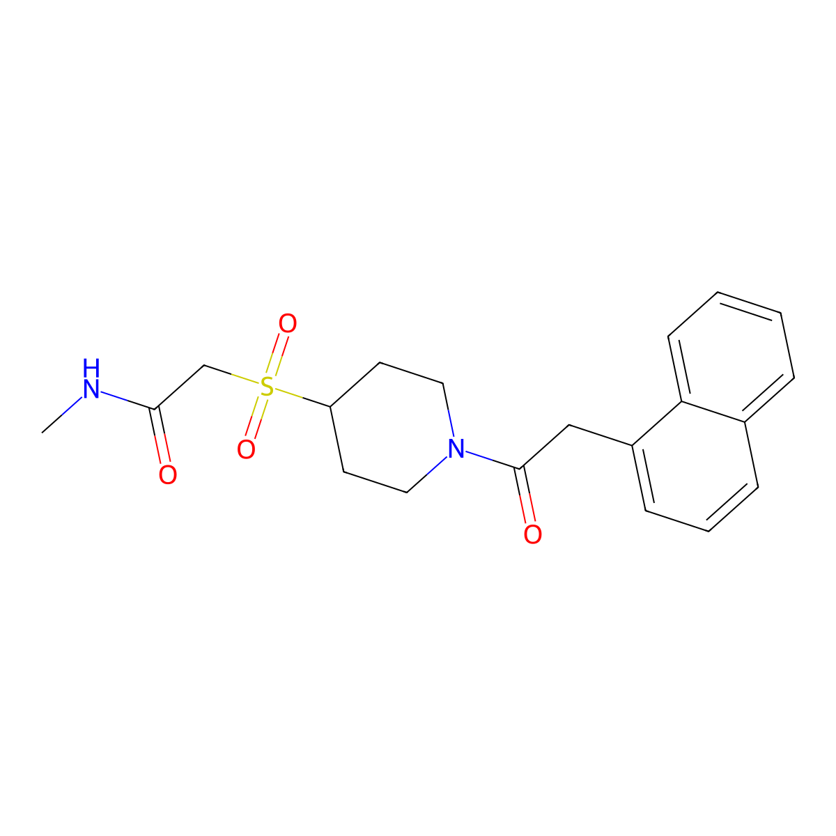 N-methyl-2-((1-(2-(naphthalen-1-yl)acetyl)piperidin-4-yl)sulfonyl)acetamide molecular structure, CAS 1797085-54-1