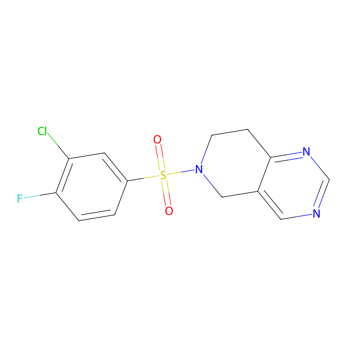 6-((3-Chloro-4-fluorophenyl)sulfonyl)-5,6,7,8-tetrahydropyrido[4,3-d]pyrimidine molecular structure, CAS 1797085-60-9
