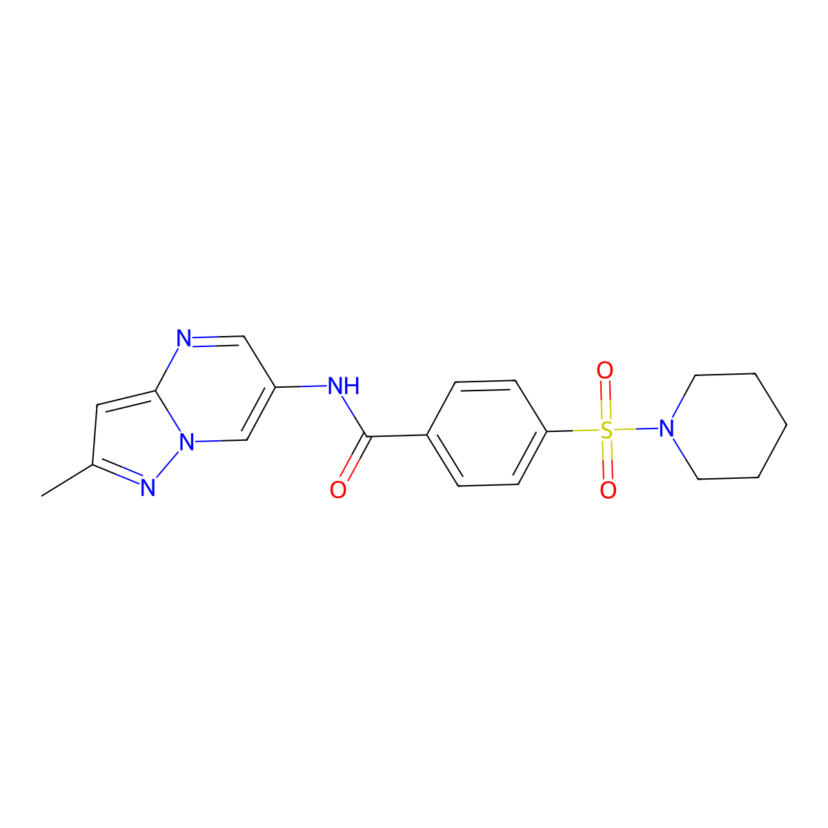 N-(2-methylpyrazolo[1,5-a]pyrimidin-6-yl)-4-(piperidin-1-ylsulfonyl)benzamide molecular structure, CAS 1797085-75-6