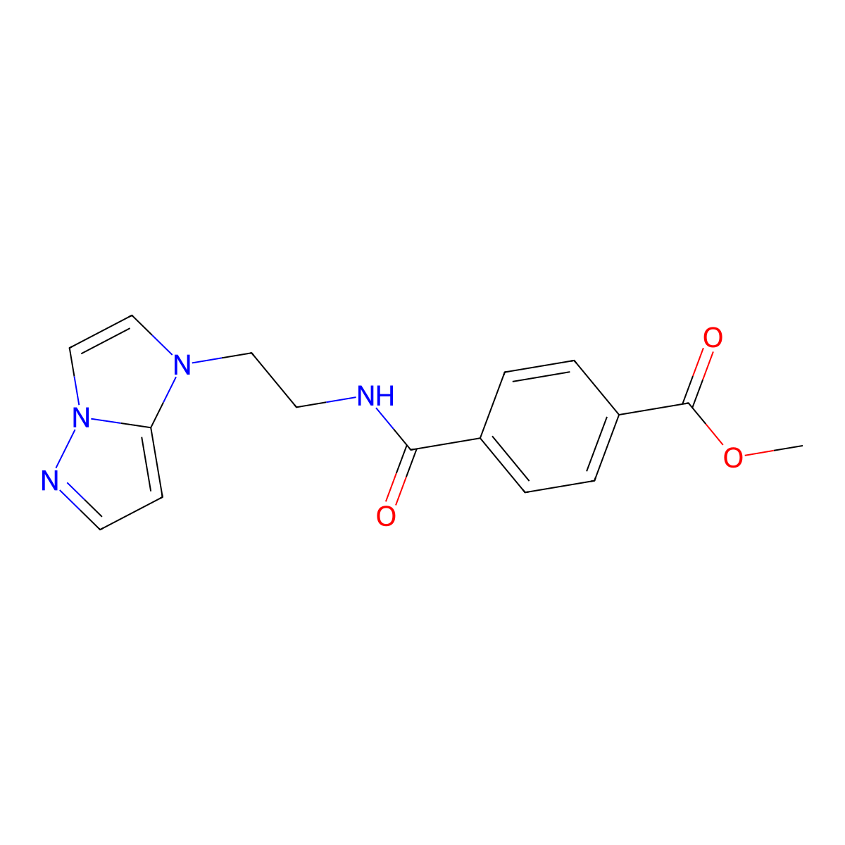methyl 4-((2-(1H-imidazo[1,2-b]pyrazol-1-yl)ethyl)carbamoyl)benzoate molecular structure, CAS 1797086-03-3