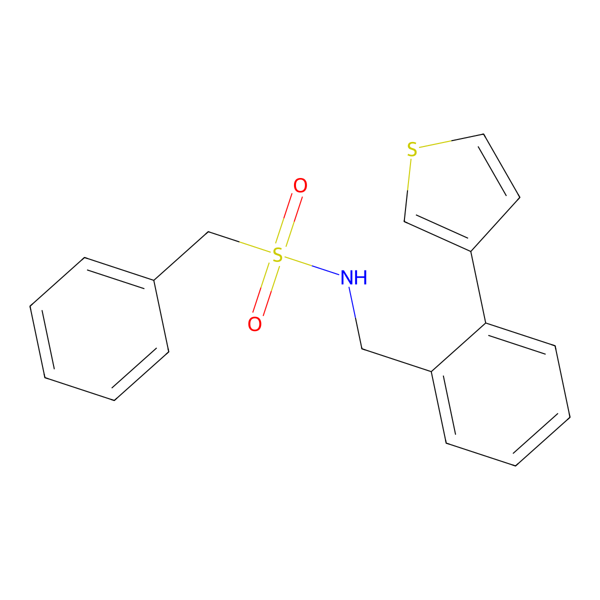 1-phenyl-N-(2-(thiophen-3-yl)benzyl)methanesulfonamide molecular structure, CAS 1797086-10-2