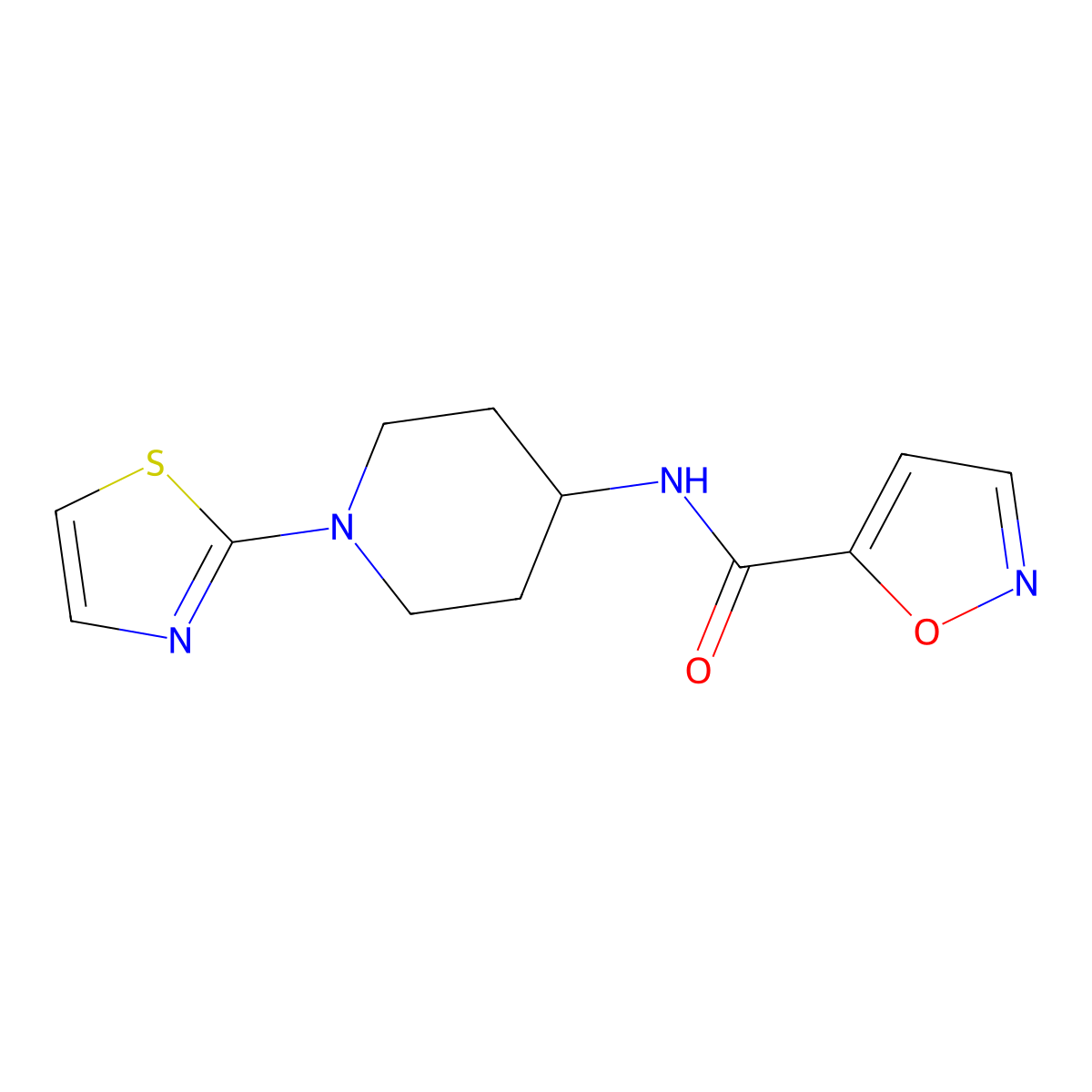 N-(1-(thiazol-2-yl)piperidin-4-yl)isoxazole-5-carboxamide molecular structure, CAS 1797086-18-0