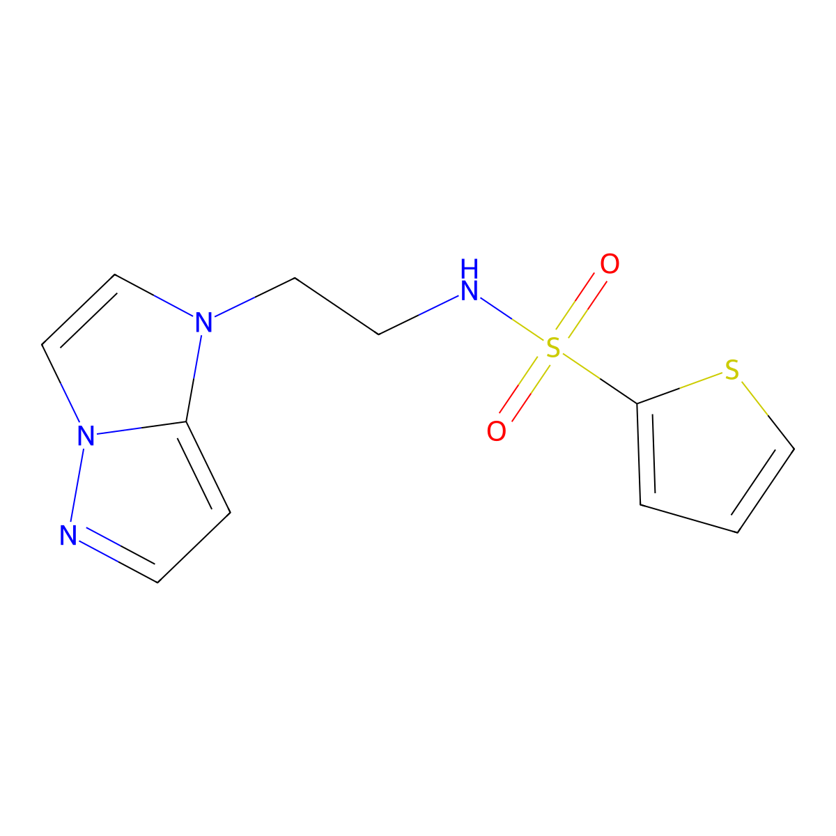 N-(2-(1H-imidazo[1,2-b]pyrazol-1-yl)ethyl)thiophene-2-sulfonamide molecular structure, CAS 1797086-26-0